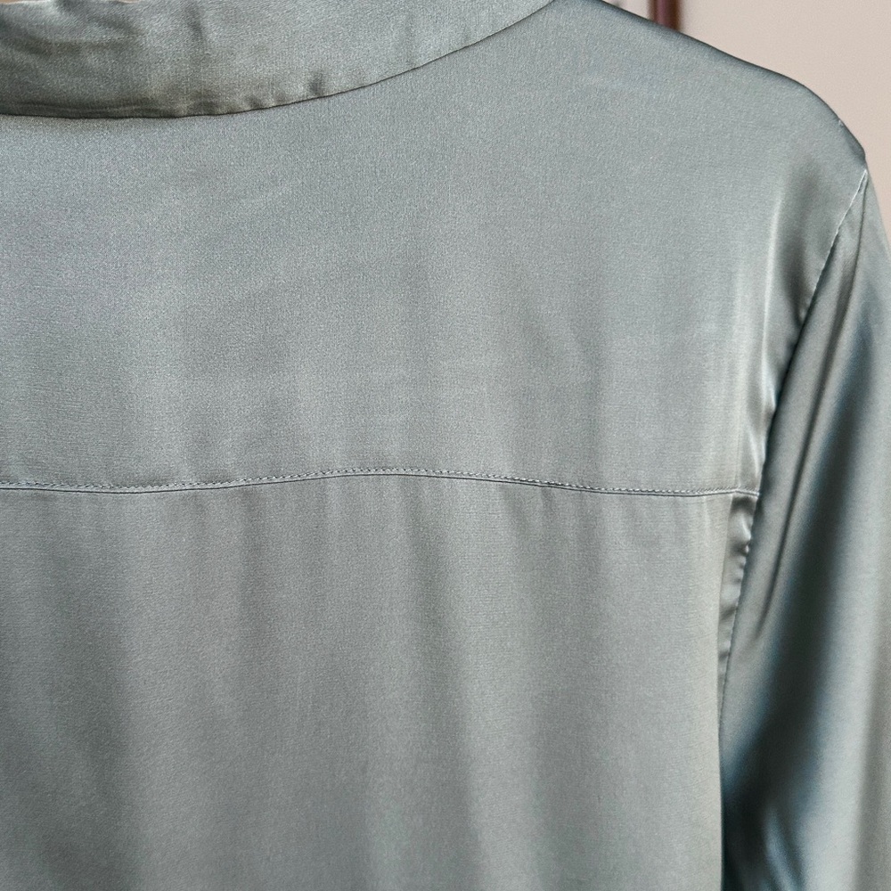 H&M Green Satin Button Down Shirt, Size Large - Picture 16 of 16